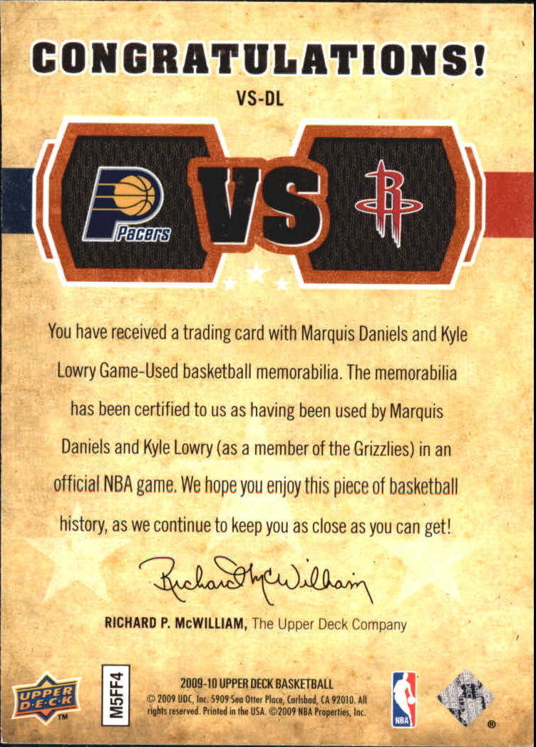 2009-10 Upper Deck VS Dual Materials Bronze #VSDL Kyle Lowry/Marquis Daniels