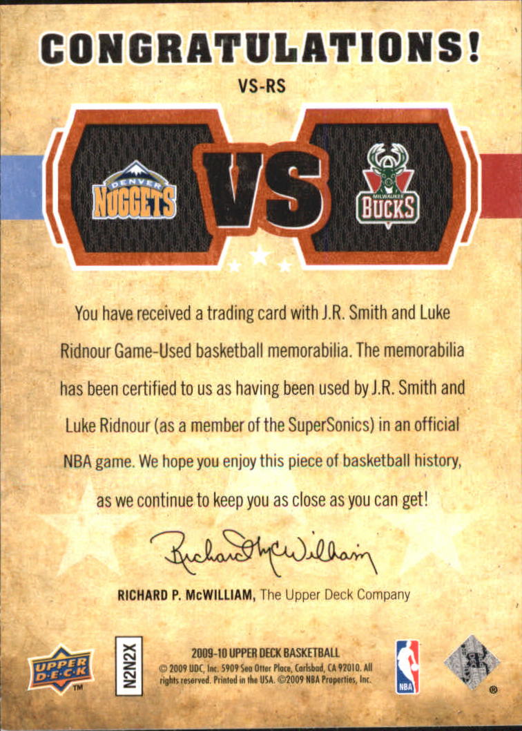 2009-10 Upper Deck VS Dual Materials Bronze #VSRS J.Smith/L.Ridnour