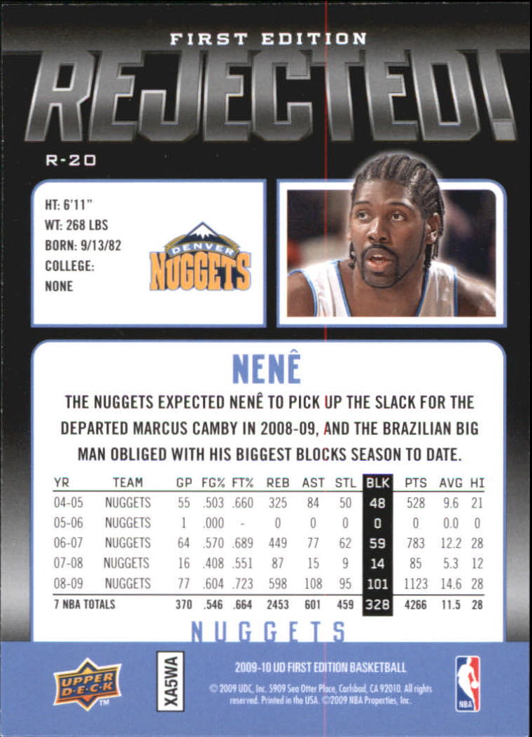 2009-10 Upper Deck First Edition Rejected! #R20 Nene back image
