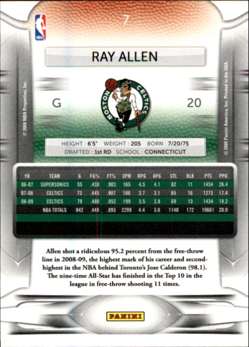 2009-10 Prestige #7 Ray Allen back image