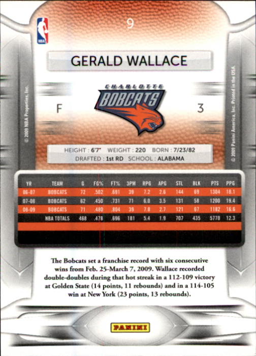 2009-10 Prestige #9 Gerald Wallace back image