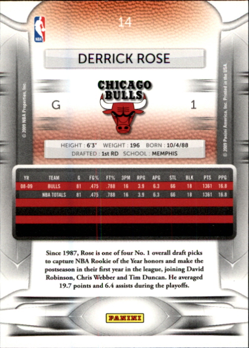 2009-10 Prestige #14 Derrick Rose back image