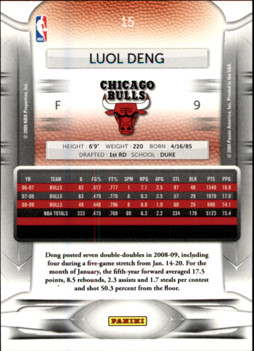 2009-10 Prestige #15 Luol Deng back image