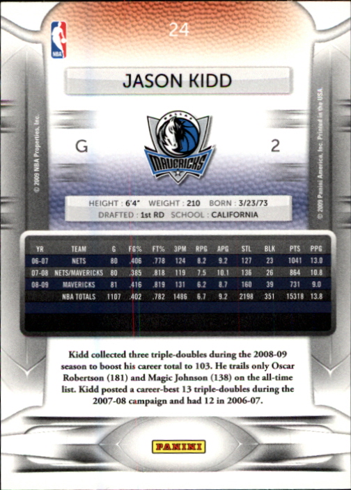 2009-10 Prestige #24 Jason Kidd back image