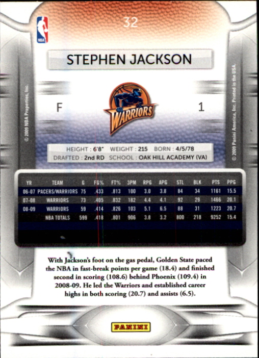2009-10 Prestige #32 Stephen Jackson back image