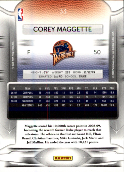 2009-10 Prestige #33 Corey Maggette back image