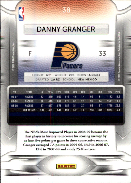 2009-10 Prestige #38 Danny Granger back image