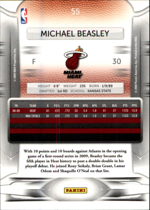 2009-10 Prestige #55 Michael Beasley back image
