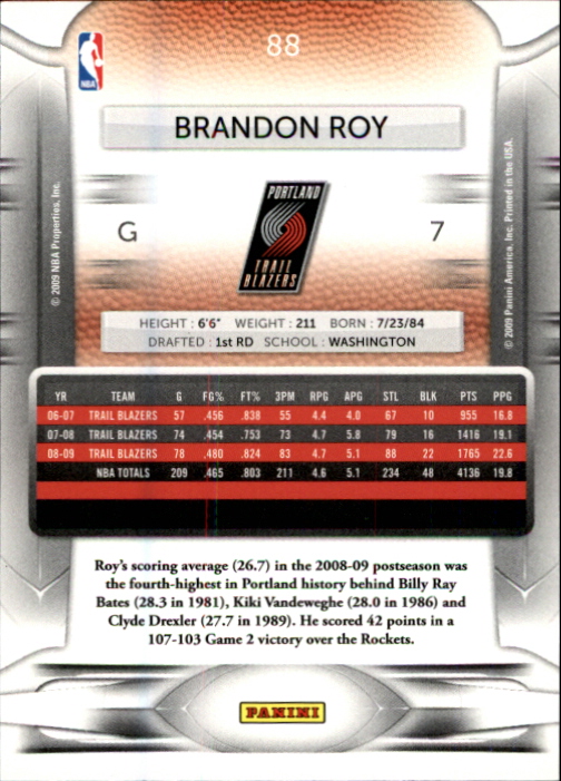 2009-10 Prestige #88 Brandon Roy back image