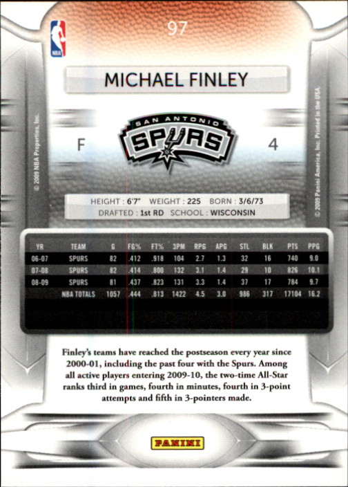 2009-10 Prestige #97 Michael Finley back image