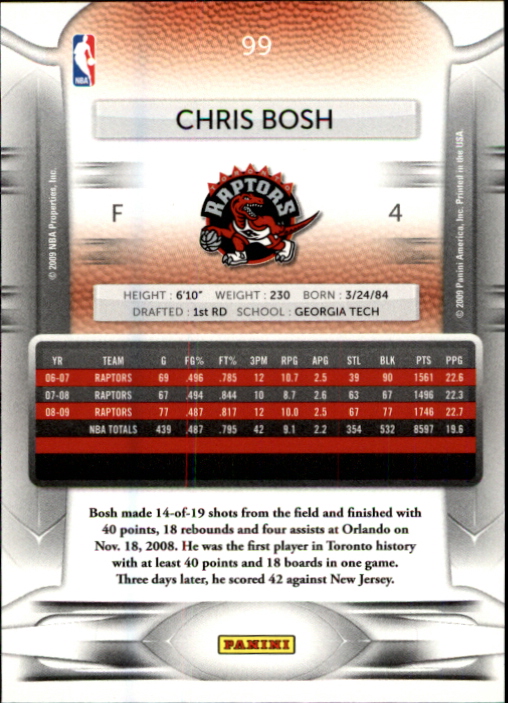 2009-10 Prestige #99 Chris Bosh back image