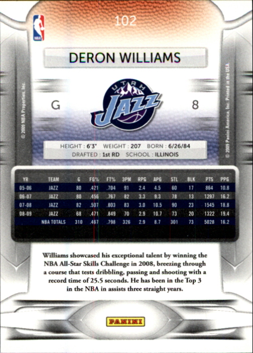 2009-10 Prestige #102 Deron Williams back image