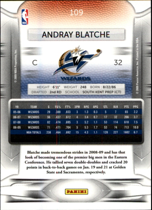 2009-10 Prestige #109 Andray Blatche back image