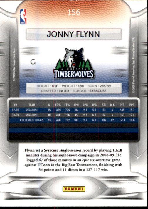 2009-10 Prestige #156 Jonny Flynn RC back image