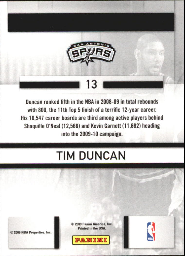 2009-10 Prestige Stat Stars #13 Tim Duncan back image