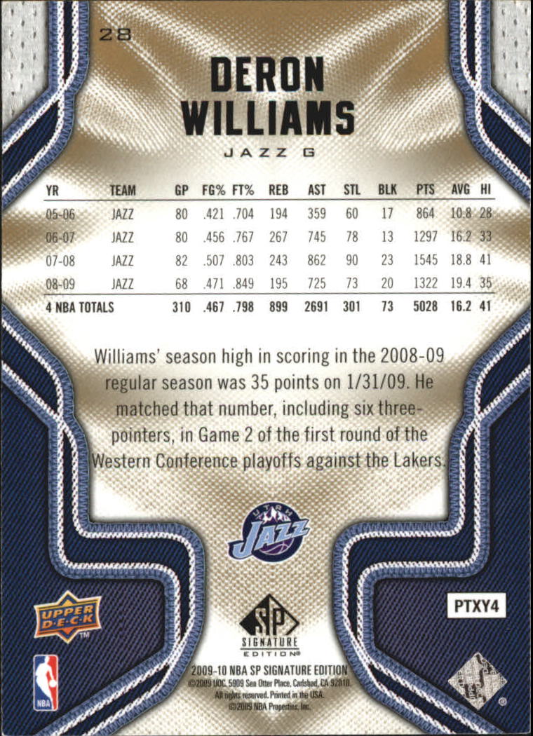 2009-10 SP Signature Edition #28 Deron Williams back image