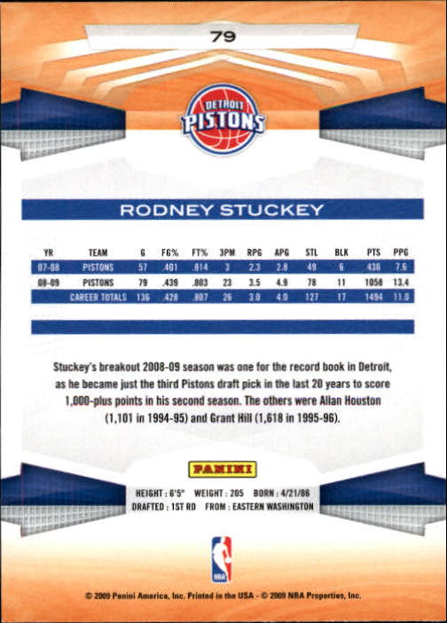 2009-10 Panini #79 Rodney Stuckey back image