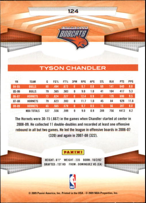 2009-10 Panini #124 Tyson Chandler back image