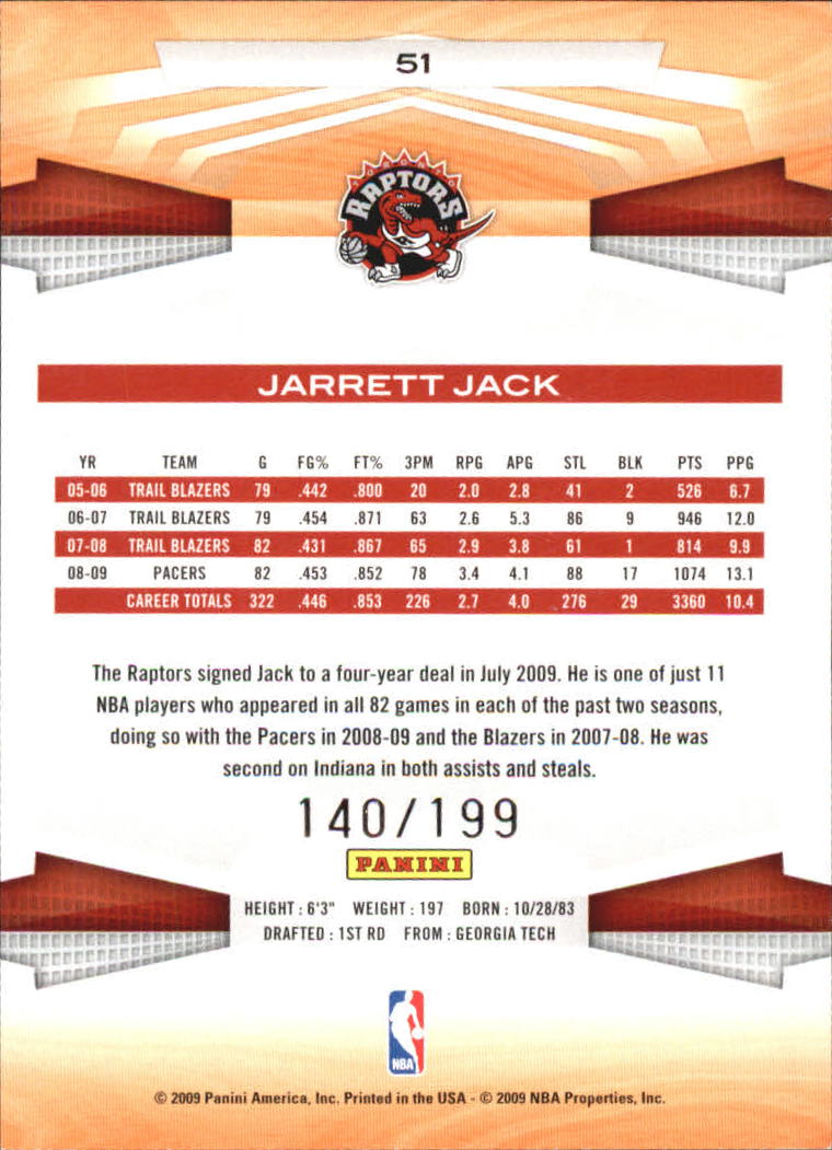 2009-10 Panini Artists Proof #51 Jarrett Jack back image