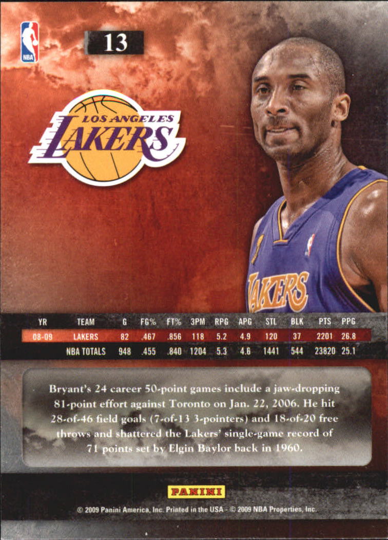 2009-10 Panini The Franchise #13 Kobe Bryant back image