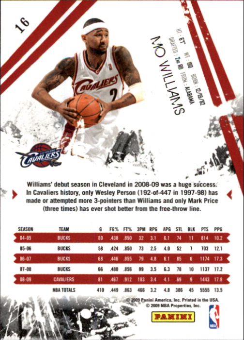 2009-10 Rookies and Stars #16 Mo Williams back image