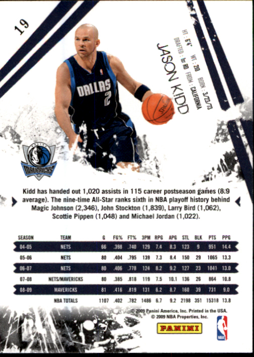 2009-10 Rookies and Stars #19 Jason Kidd back image
