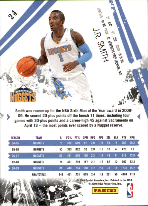 2009-10 Rookies and Stars #24 J.R. Smith back image