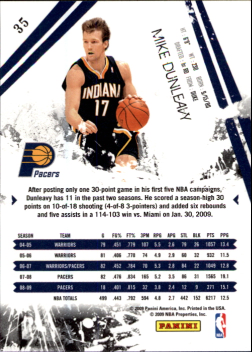 2009-10 Rookies and Stars #35 Mike Dunleavy back image