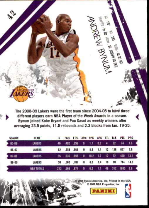 2009-10 Rookies and Stars #42 Andrew Bynum back image