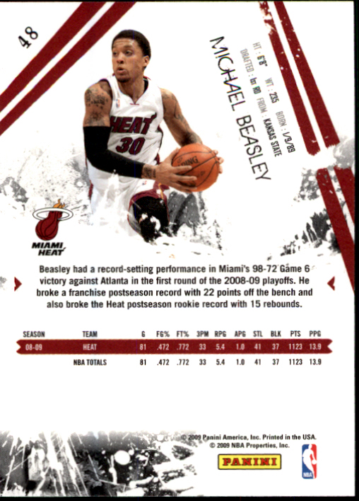 2009-10 Rookies and Stars #48 Michael Beasley back image