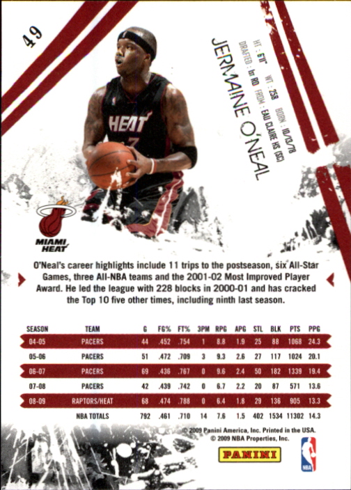 2009-10 Rookies and Stars #49 Jermaine O'Neal back image