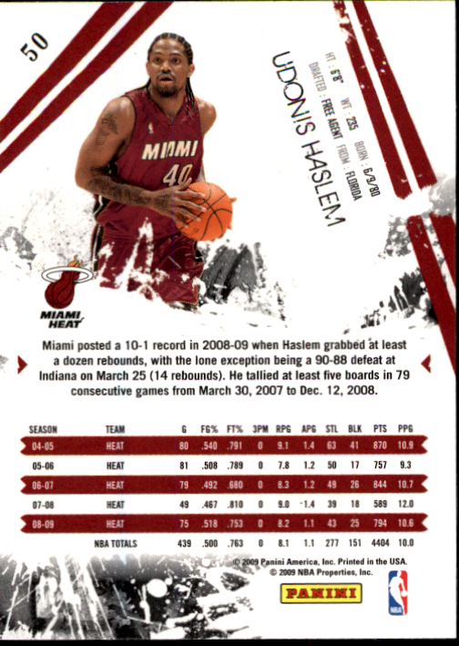 2009-10 Rookies and Stars #50 Udonis Haslem back image