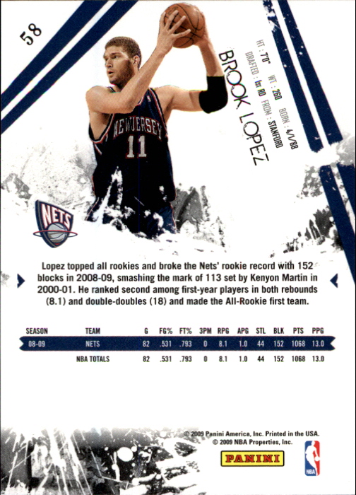 2009-10 Rookies and Stars #58 Brook Lopez back image