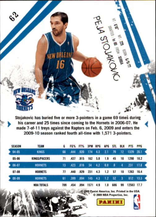 2009-10 Rookies and Stars #62 Peja Stojakovic back image