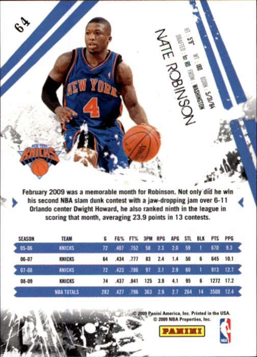 2009-10 Rookies and Stars #64 Nate Robinson back image