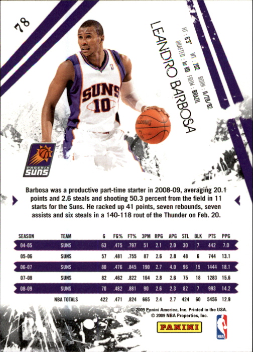2009-10 Rookies and Stars #78 Leandro Barbosa back image