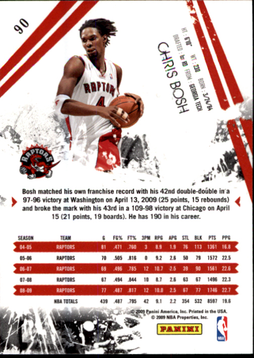 2009-10 Rookies and Stars #90 Chris Bosh back image