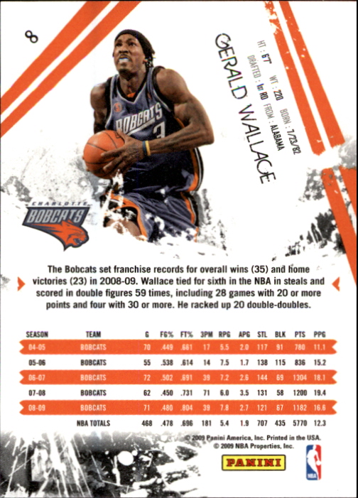 2009-10 Rookies and Stars #8 Gerald Wallace back image
