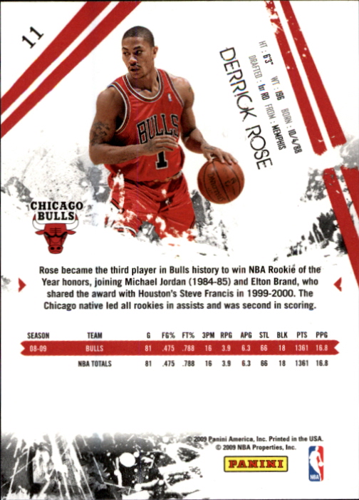 2009-10 Rookies and Stars #11 Derrick Rose back image