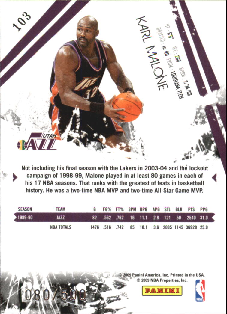 2009-10 Rookies and Stars Gold #103 Karl Malone back image