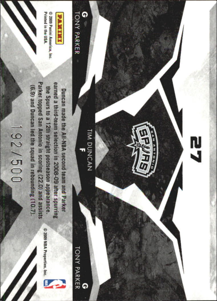 2009-10 Rookies and Stars Team Leaders Gold #27 Tony Parker/Tim Duncan/Tony Parker back image