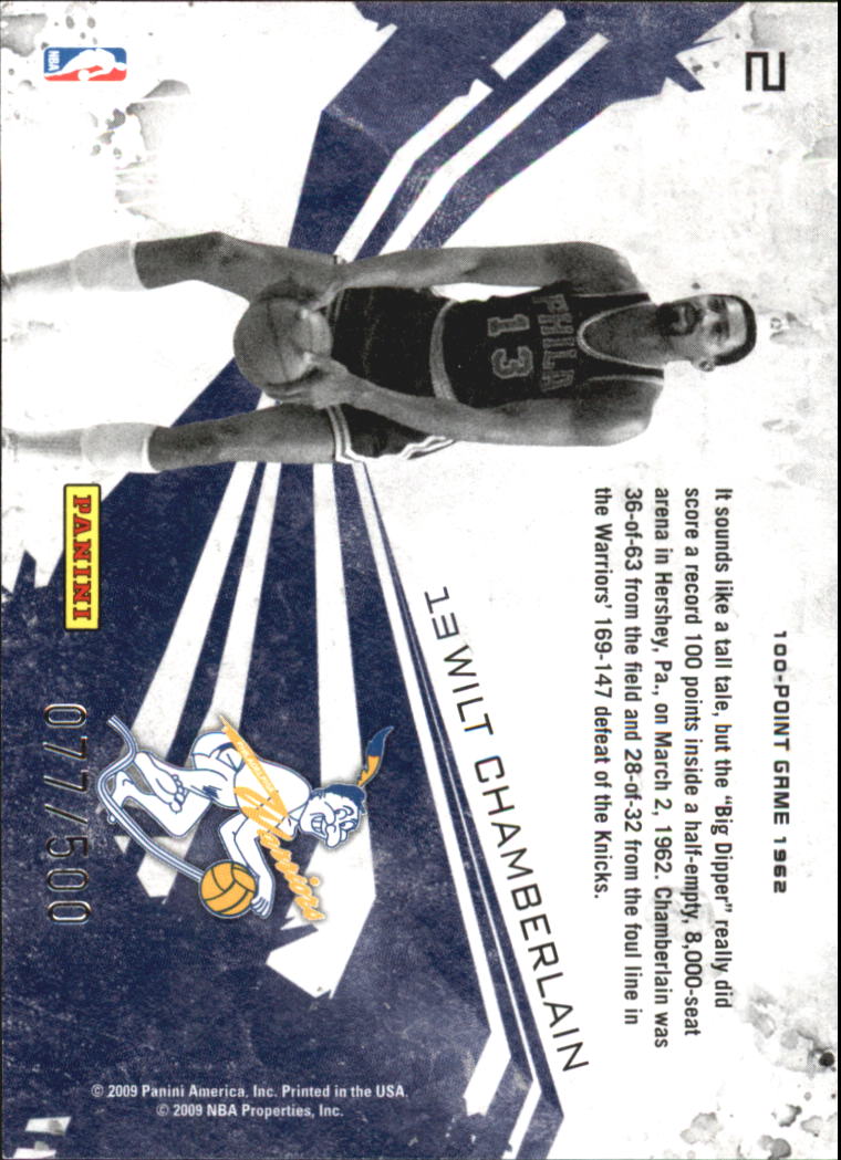2009-10 Rookies and Stars Moments in Time Gold #2 Wilt Chamberlain back image