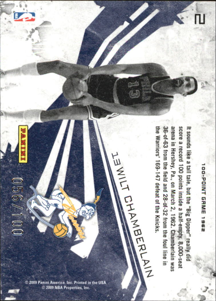 2009-10 Rookies and Stars Moments in Time Black #2 Wilt Chamberlain back image