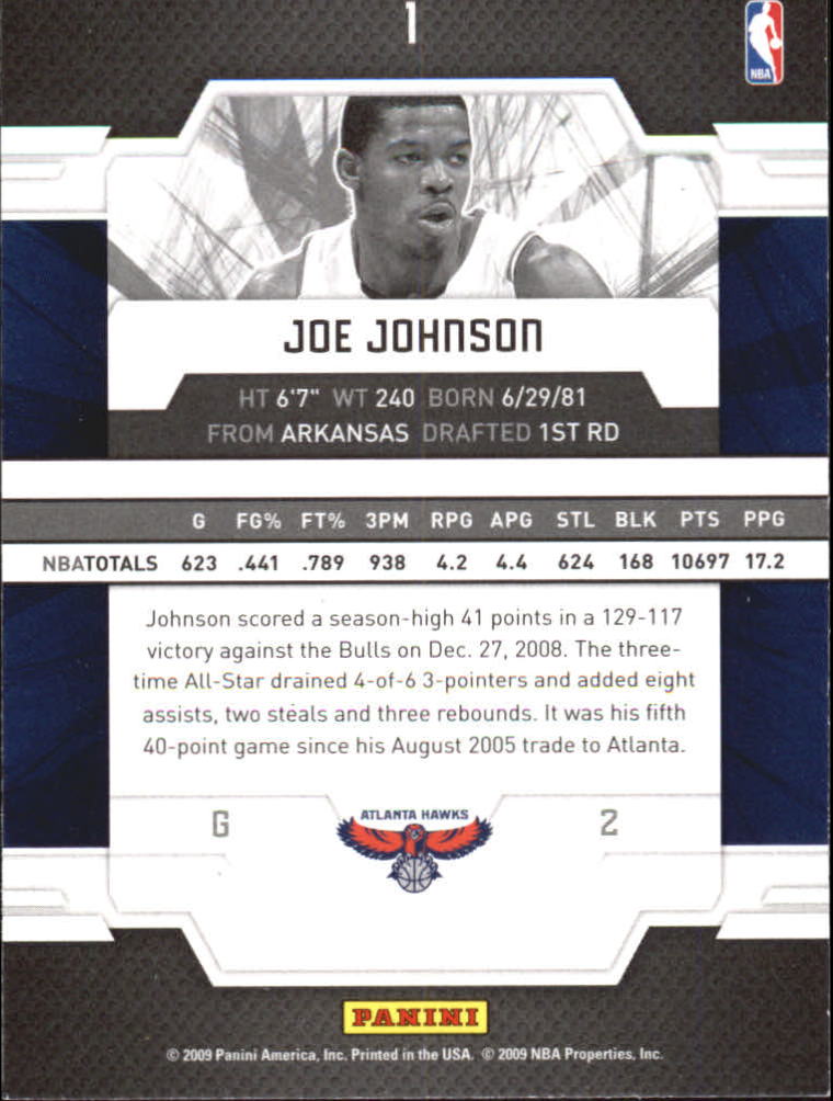 2009-10 Donruss Elite #1 Joe Johnson back image