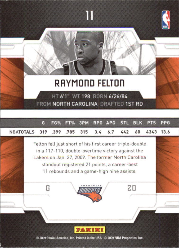2009-10 Donruss Elite #11 Raymond Felton back image