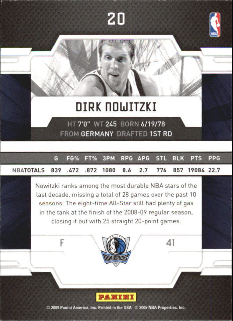 2009-10 Donruss Elite #20 Dirk Nowitzki back image