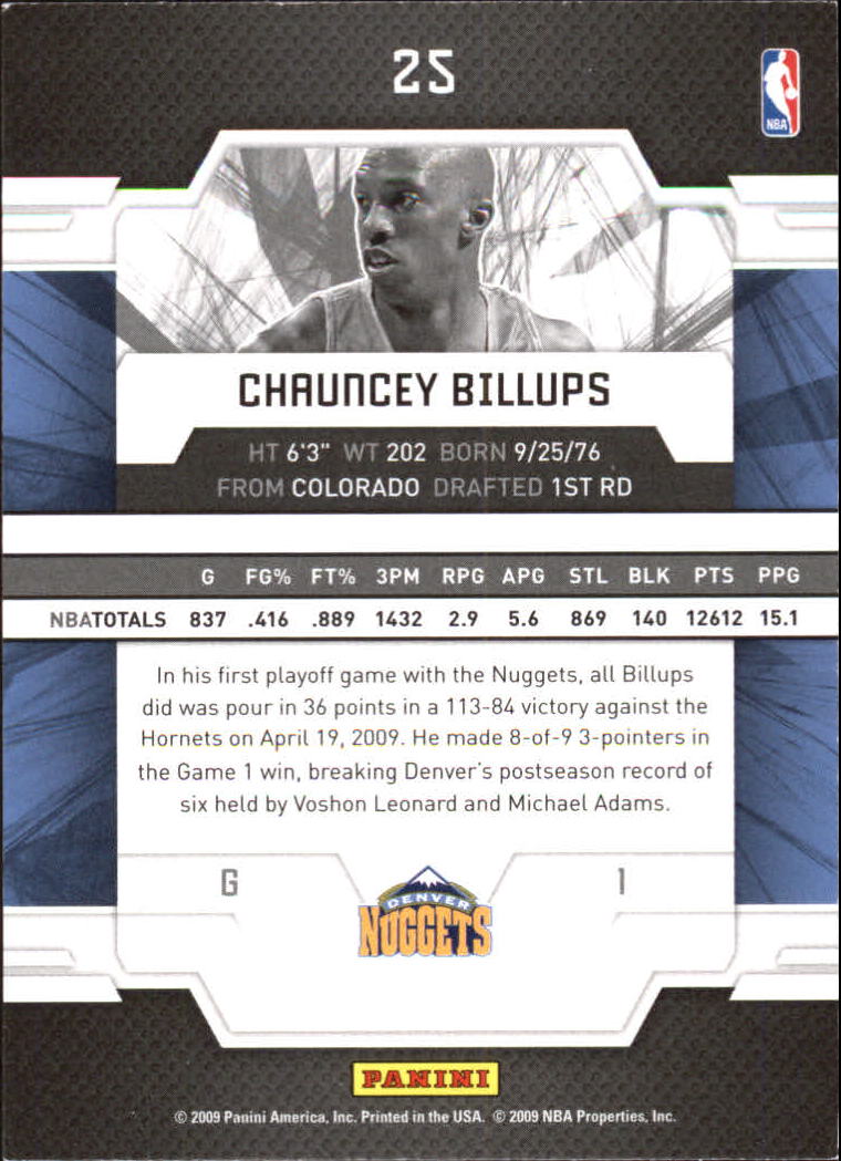 2009-10 Donruss Elite #25 Chauncey Billups back image
