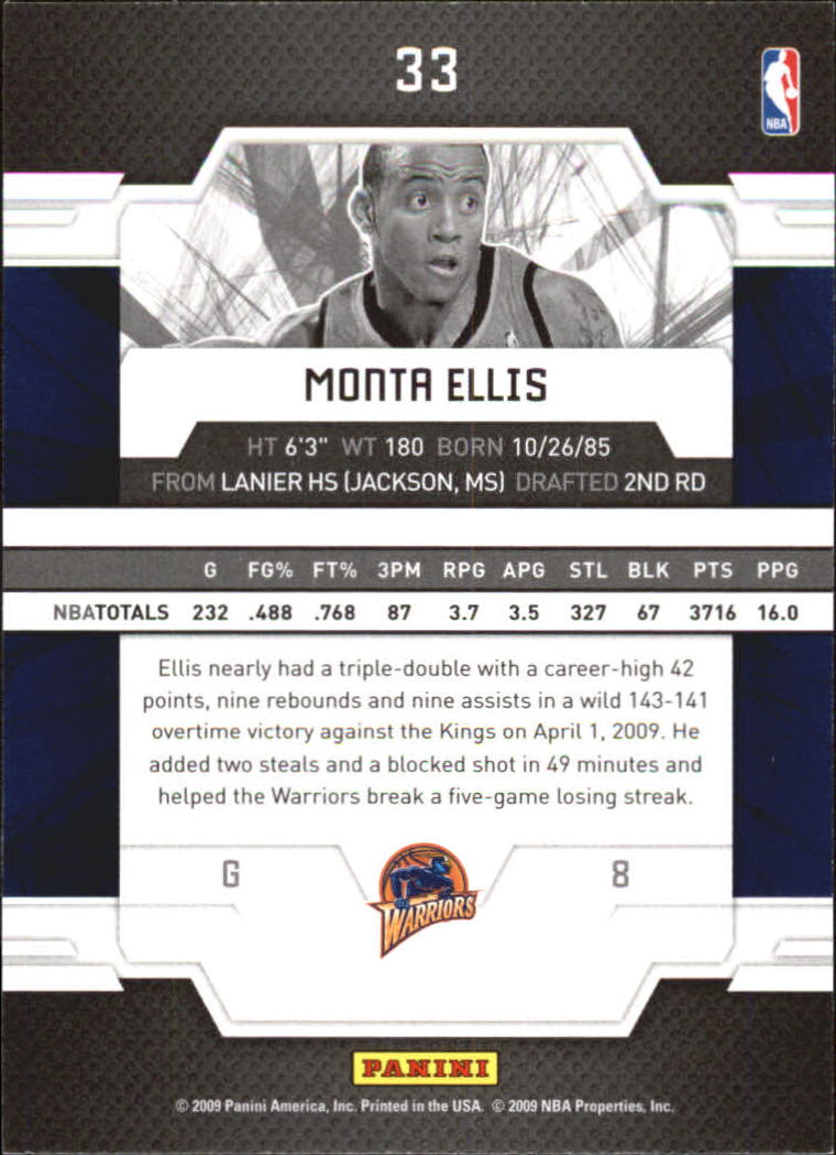 2009-10 Donruss Elite #33 Monta Ellis back image