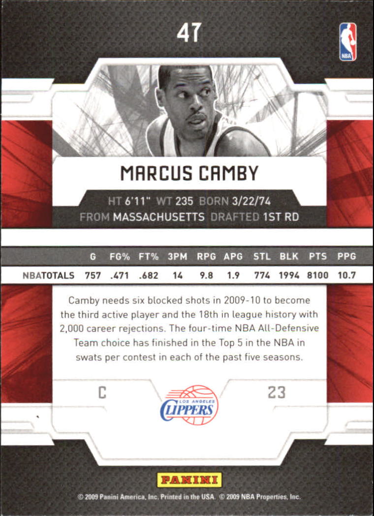 2009-10 Donruss Elite #47 Marcus Camby back image