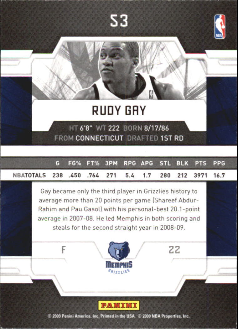 2009-10 Donruss Elite #53 Rudy Gay back image